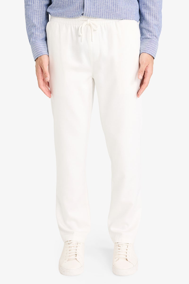 DeFacto White Man Soft Textured Jogger Pants Casual - Image 3